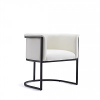 Manhattan Comfort DC044-WH Bali White and Black Faux Leather Dining Chair